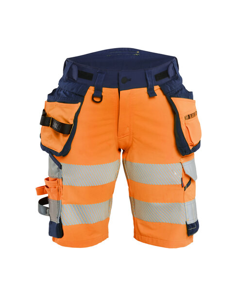 Damen Shorts High Vis 4-Wege-StretchHigh Vis Orange/Marineblau