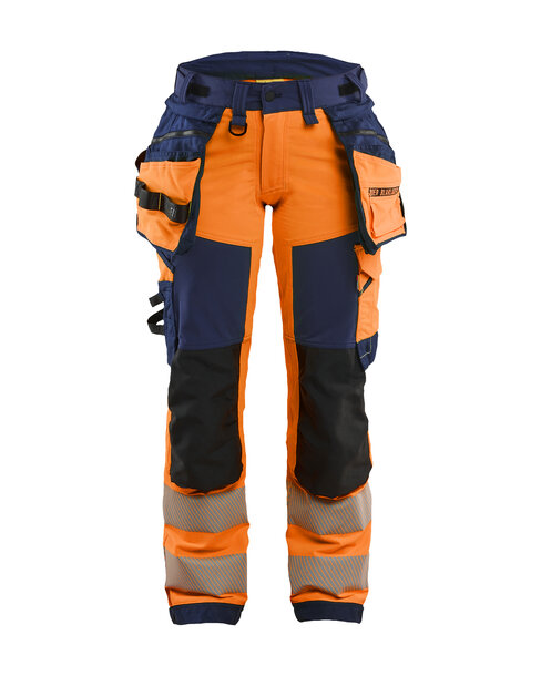 Damenhose High Vis 4-Wege-StretchHigh Vis Orange/Marineblau