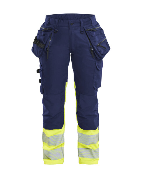 Damen High Vis Hose Stretch Marineblau/ High Vis Gelb