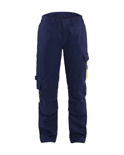 Damen Flammhemmende Schweißer Arbeitshose Marineblau/ High Vis Gelb
