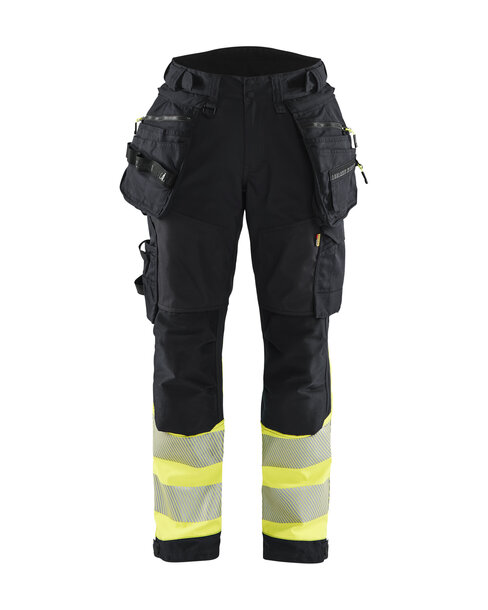 Damen High Vis Arbeitshose Softshell Schwarz/Gelb