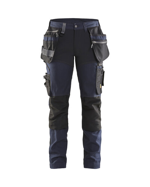 Damen Handwerker Arbeitshose mit Stretch Dunkel Marineblau/Schwarz