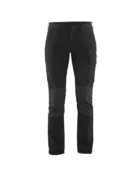 Damen Service Arbeitshose 4-Wege-Stretch Schwarz/Rot