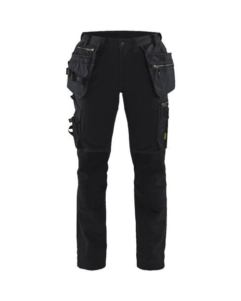 Damen Handwerker Arbeitshose mit Stretch Schwarz/Schwarz