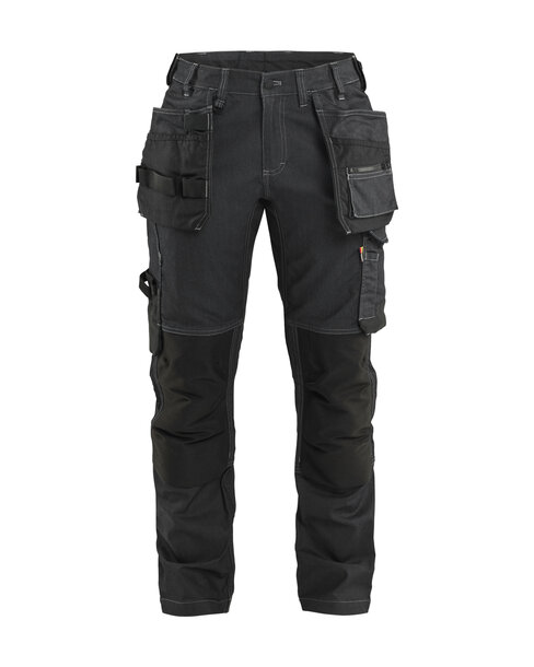Damen Handwerker Arbeitshose Denim Stretch Schwarz
