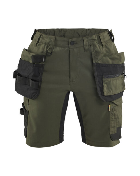 Damen Handwerkershorts mit Stretch Waldgrün/Schwarz