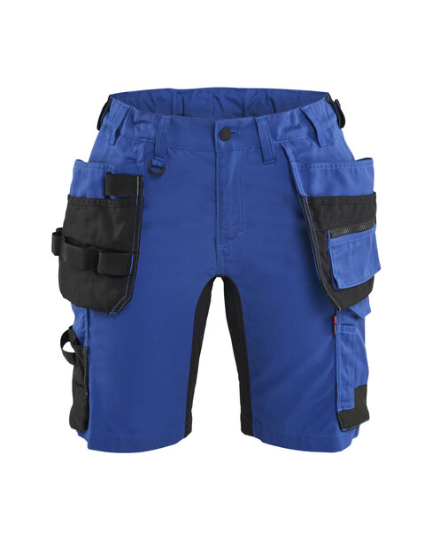 Damen Handwerkershorts mit Stretch Kornblau/Schwarz