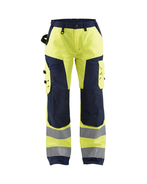 Damen High Vis Arbeitshose ohne Werkzeugtaschen High Vis Gelb/Marineblau