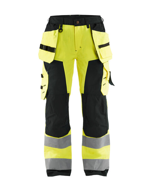 Damen High Vis Arbeitshose mit Werkzeugtaschen High Vis Gelb/Schwarz