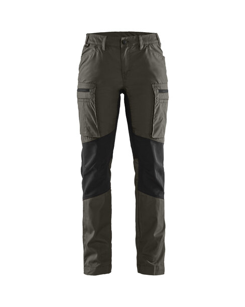 Damen Service Arbeitshose Stretch Dunkel Olivgrün/Schwarz