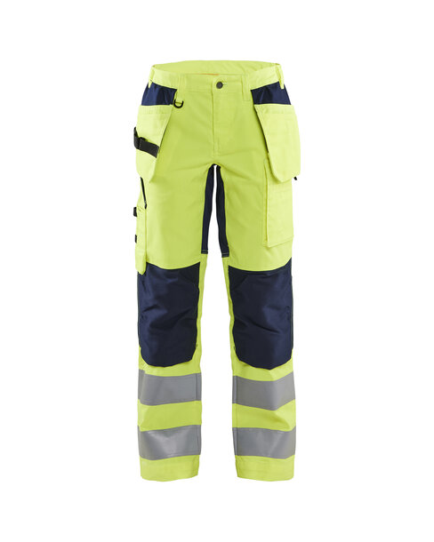Damen High Vis Arbeitshose mit Stretch High Vis Gelb/Marineblau