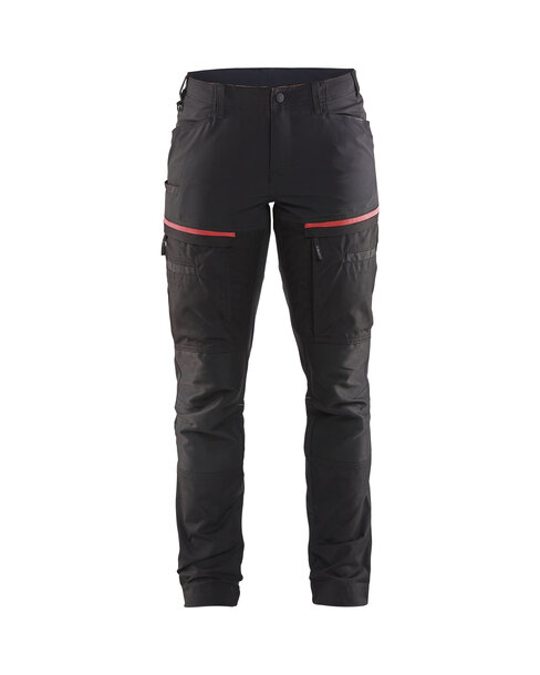 Damen Servicehose mit Stretch Schwarz/Rot