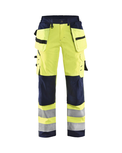 Damen High Vis Softshell Arbeitshose High Vis Gelb/Marineblau