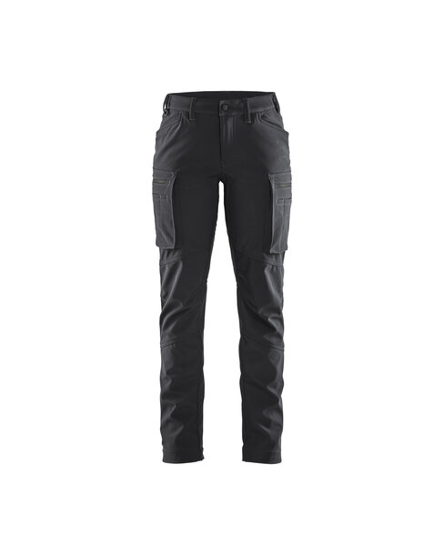 Damen Service Softshell Winterhose Schwarz