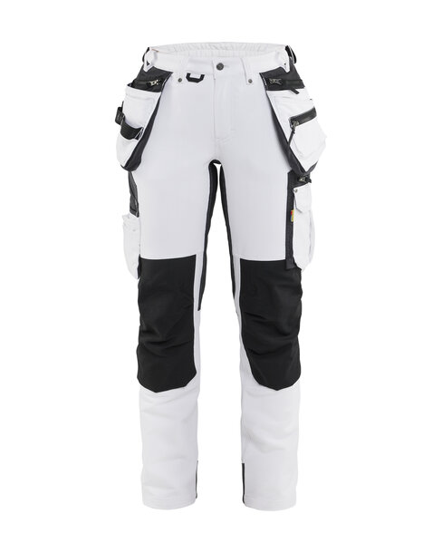 Damen Malerhose 4-Wege-Stretch Weiß/Dunkelgrau