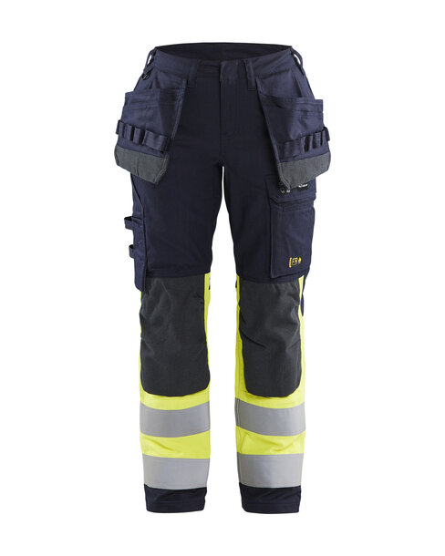 Damen Multinorm Arbeitshose Inhärent mit Stretch Marineblau/ High Vis Gelb