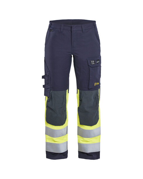 Damen Multinorm Arbeitshose Inhärent mit Stretch Marineblau/ High Vis Gelb
