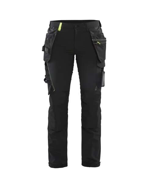 Damen Handwerker Arbeitshose  4-Wege-Stretch Schwarz/Gelb
