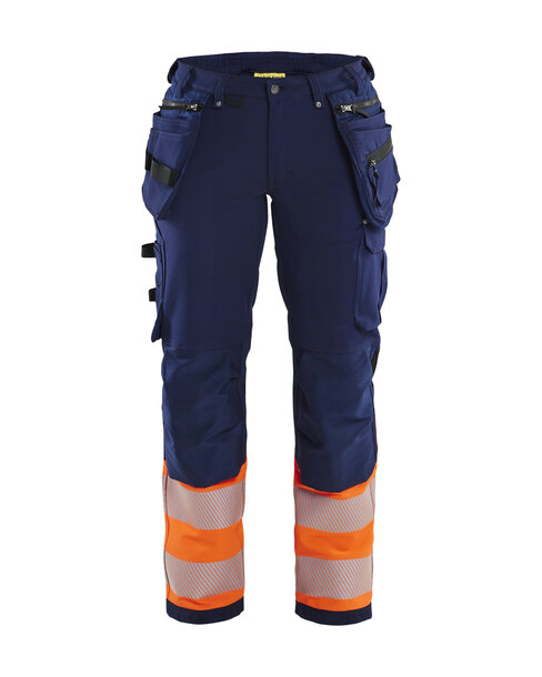 Damen High Vis Arbeitshose 4-Wege-StretchMarineblau/Orange