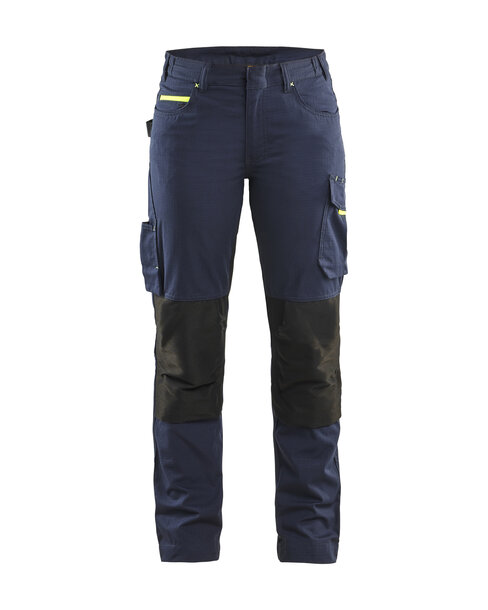 Damen Service Arbeitshose mit StretchDunkel Marineblau/High Vis Gelb