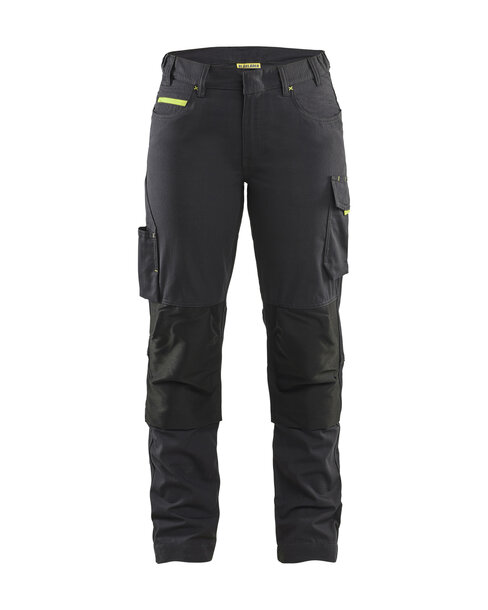 Damen Service Arbeitshose mit Stretch Schwarz/Gelb