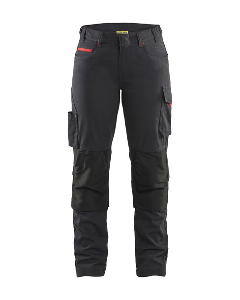Damen Service Arbeitshose mit Stretch Schwarz/Rot