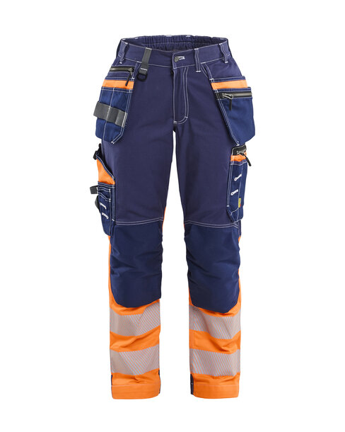 Damen High Vis Arbeitshose mit Stretch Marineblau/Orange