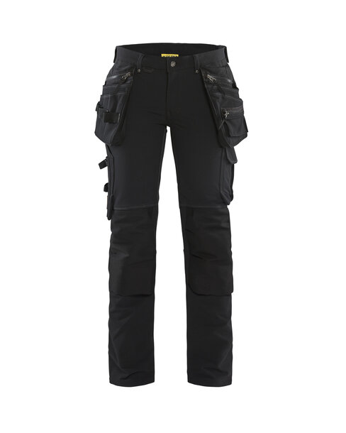 Damen Handwerker Arbeitshose 4-Wege-Stretch Schwarz