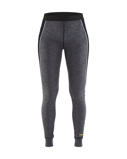 Damen Unterhose WARM, 100% Merinowolle Mittelgrau/Schwarz