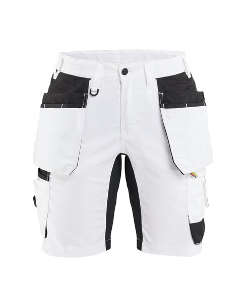 DAMEN MALERSHORTS STRETCH Weiß/Schwarz