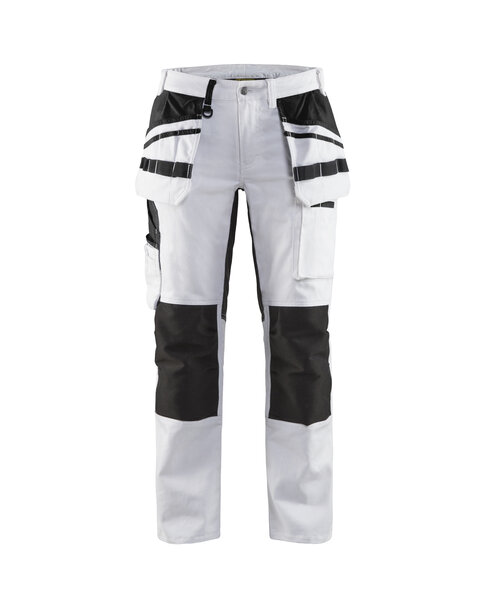 Damen Malerhose mit Stretch-Einsätzen Weiß/Schwarz