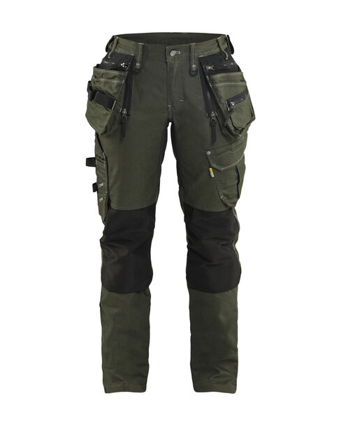 Damen Handwerker Arbeitshose Stretch X1900 Waldgrün/Schwarz