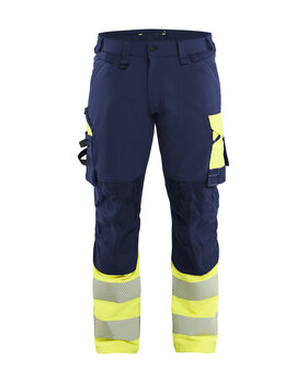 High Vis Arbeitshose 4-Wege-Stretch Marineblau/ High Vis Gelb