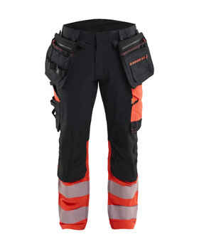 ToolRig™ High Vis Arbeitshose 4-Wege-Stretch Schwarz/High Vis Rot