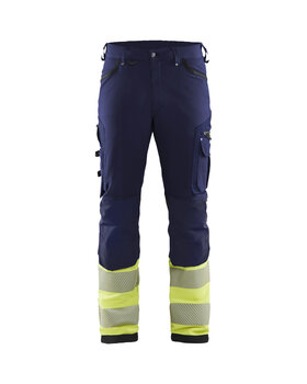 High Vis Arbeitshose 4-Wege-Stretch ohne Nageltaschen Marineblau/ High Vis Gelb