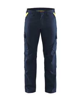 Industrie Arbeitshose Stretch mit KniepolstertaschenDunkel Marineblau/High Vis Gelb