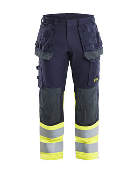 Multinorm Arbeitshose inhärent mit Stretch Marineblau/ High Vis Gelb