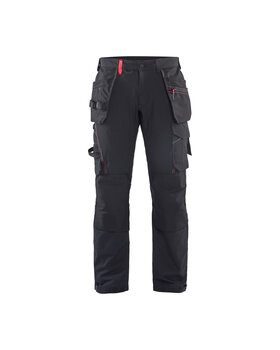 Handwerker Arbeitshose 4-Wege-Stretch Schwarz/Rot