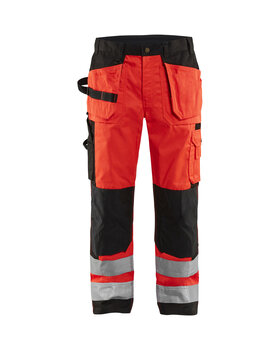 High Vis Arbeitshose High Vis Rot/Schwarz