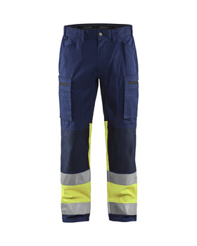 High Vis Arbeitshose mit Stretch Marineblau/ High Vis Gelb
