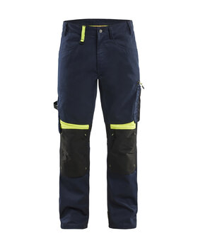 Handwerker Arbeitshose ohne NageltaschenDunkel Marineblau/High Vis Gelb
