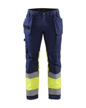 High Vis Arbeitshose mit Stretch Marineblau/ High Vis Gelb