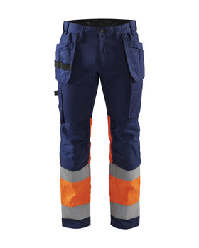 High Vis Arbeitshose mit Stretch Marineblau/Orange