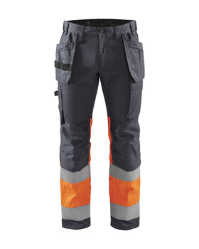 High Vis Arbeitshose mit Stretch Mittelgrau/High Vis Orange