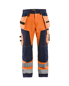 High Vis Softshell Arbeitshose High Vis Orange/Marineblau