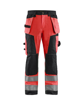 High Vis Handwerker Arbeitshose High Vis Rot/Schwarz