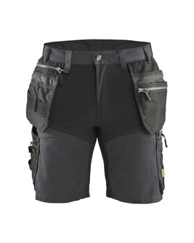 Handwerker Shorts mit Stretch Mittelgrau/Schwarz