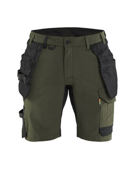 Handwerker Shorts 4-Wege-Stretch Waldgrün/Schwarz