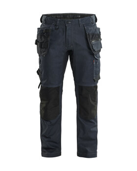 Handwerker Arbeitshose Denim Stretch Marineblau/Schwarz
