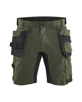 Handwerker Shorts mit Stretch Waldgrün/Schwarz